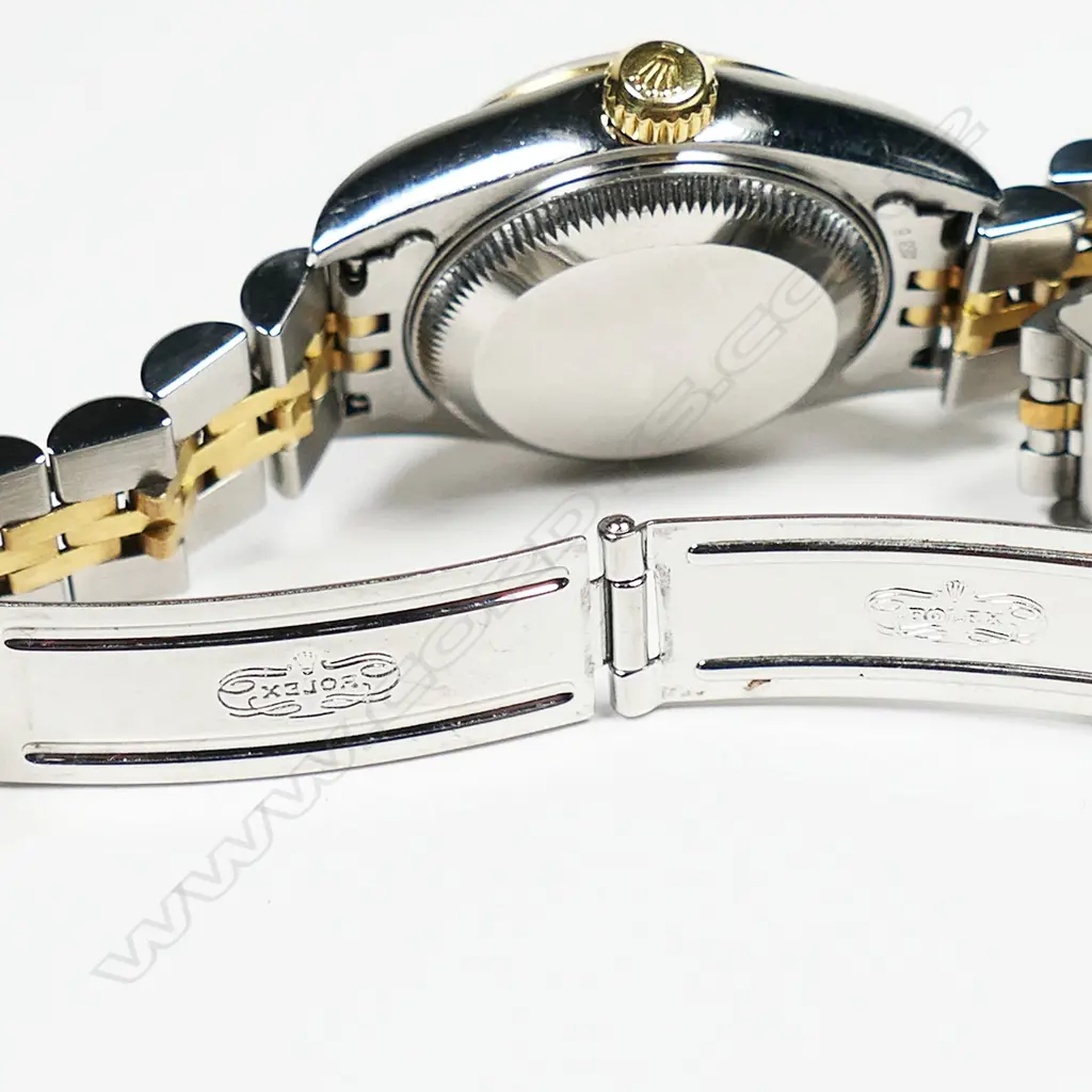 A ladies 18ct gold and stainless-steel Rolex oyster perpetual datejust wrist watch, Image 1++