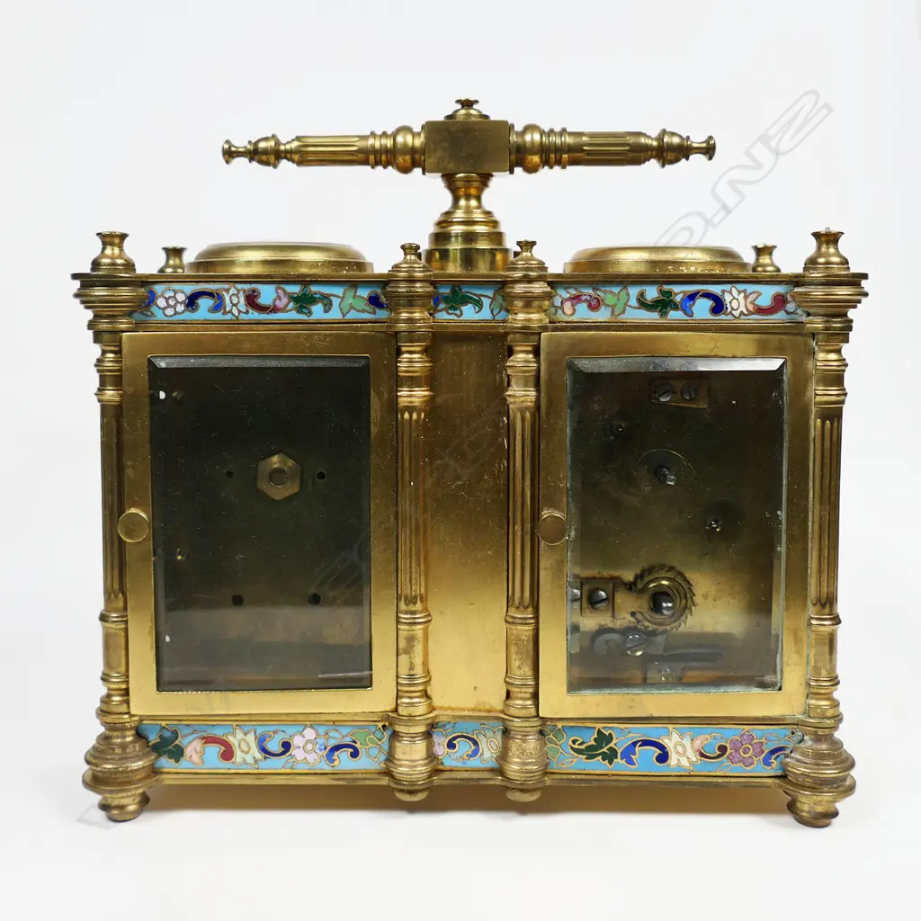 An early 20th century duel brass carriage clock and barometer, Image 1++