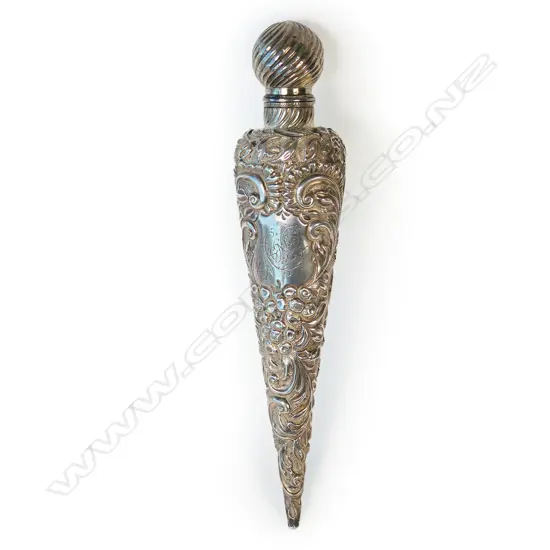 An impressive large Victorian silver perfume bottle,