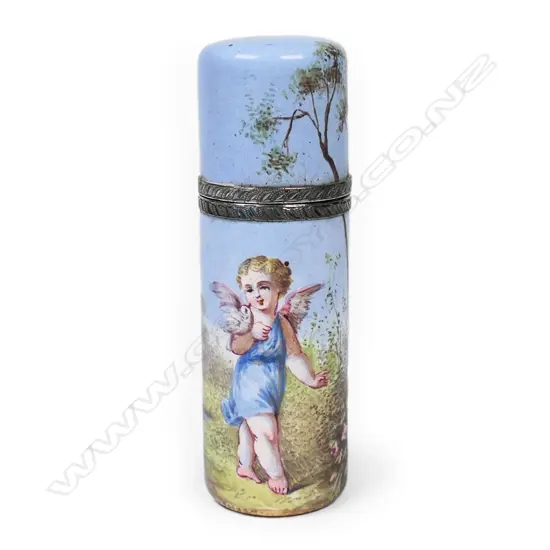 A 19thC French enamelled perfume bottle,