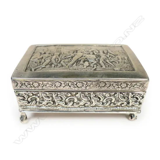 A Continental silver small jewellery casket,