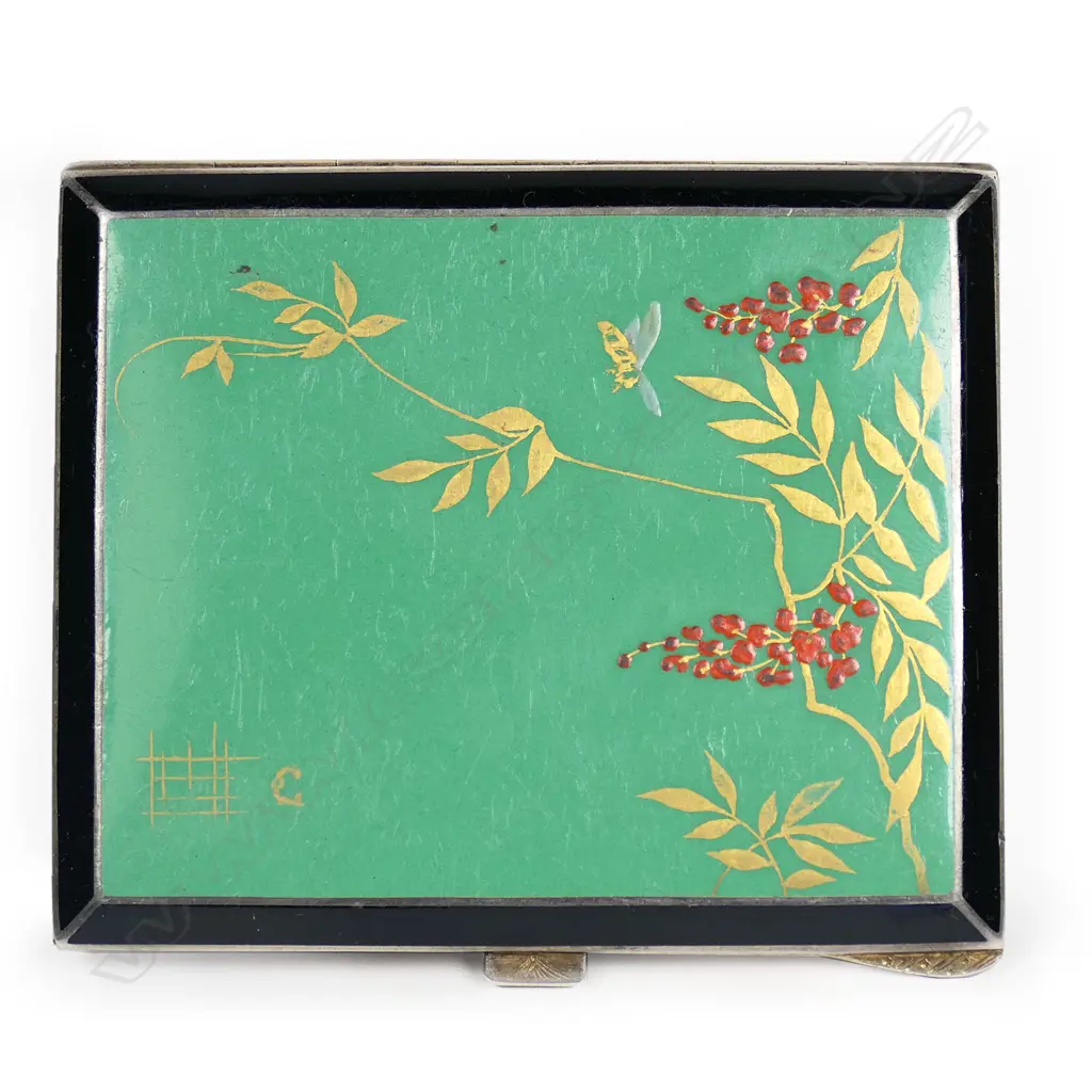 A good European silver and enamel Art Deco cigarette box, Image 1++
