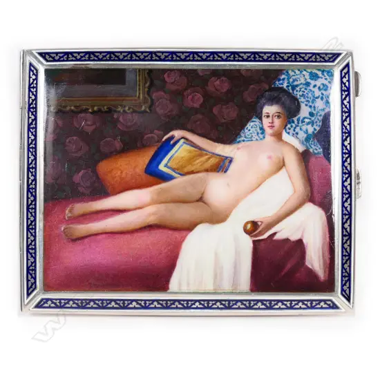 A c.1900 Austrian silver and enamelled cigarette case,