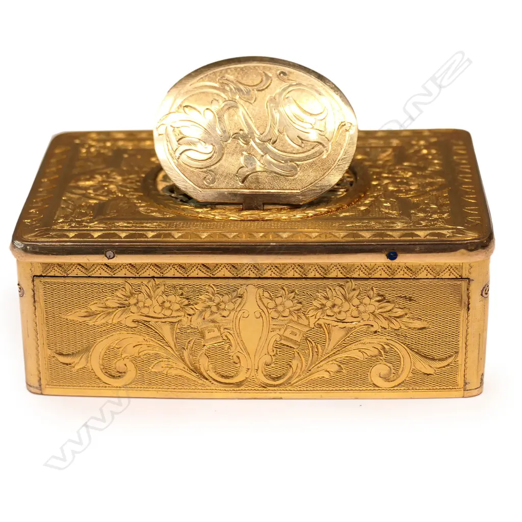 A rare early 20thC French Bontem singing bird gilded box, Image 1++