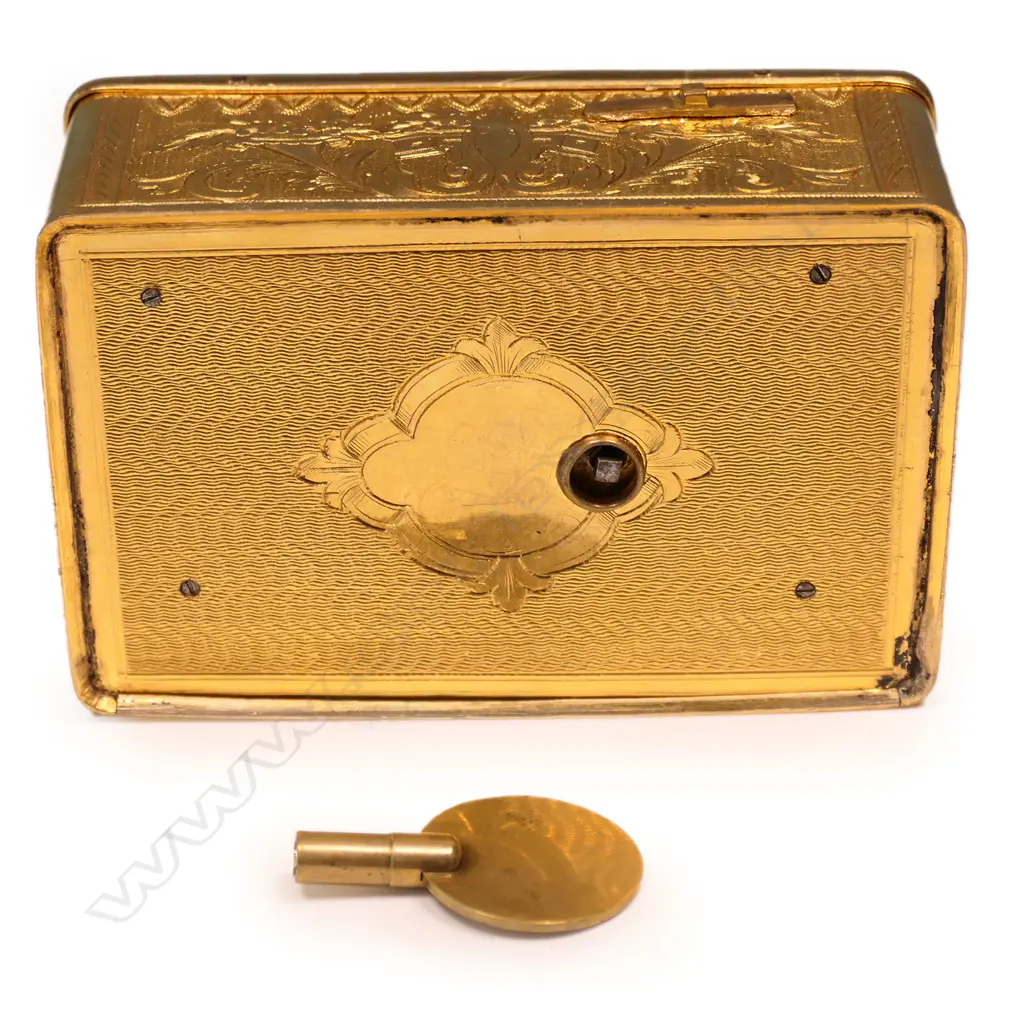 A rare early 20thC French Bontem singing bird gilded box, Image 1++