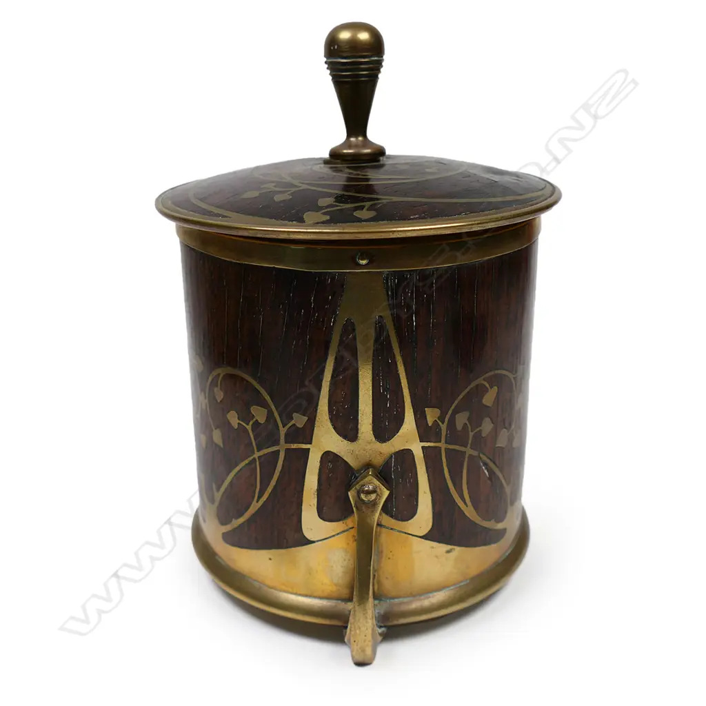 An Art Nouveau Erhard & Sohne Austrian inlaid rosewood and brass box/caddy, Image 1++