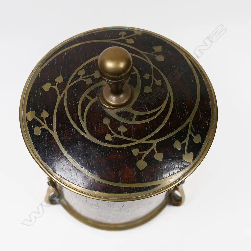 An Art Nouveau Erhard & Sohne Austrian inlaid rosewood and brass box/caddy, Image 1++