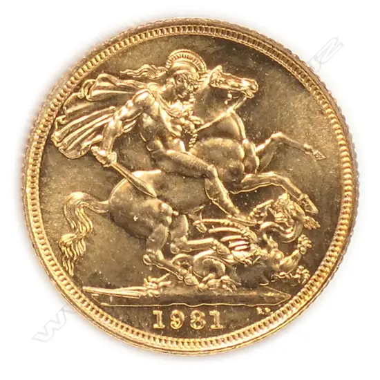 A Elizabeth II gold sovereign,