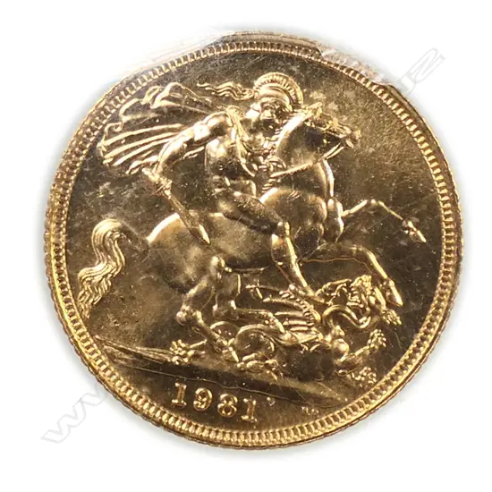 An Elizabeth II gold sovereign,