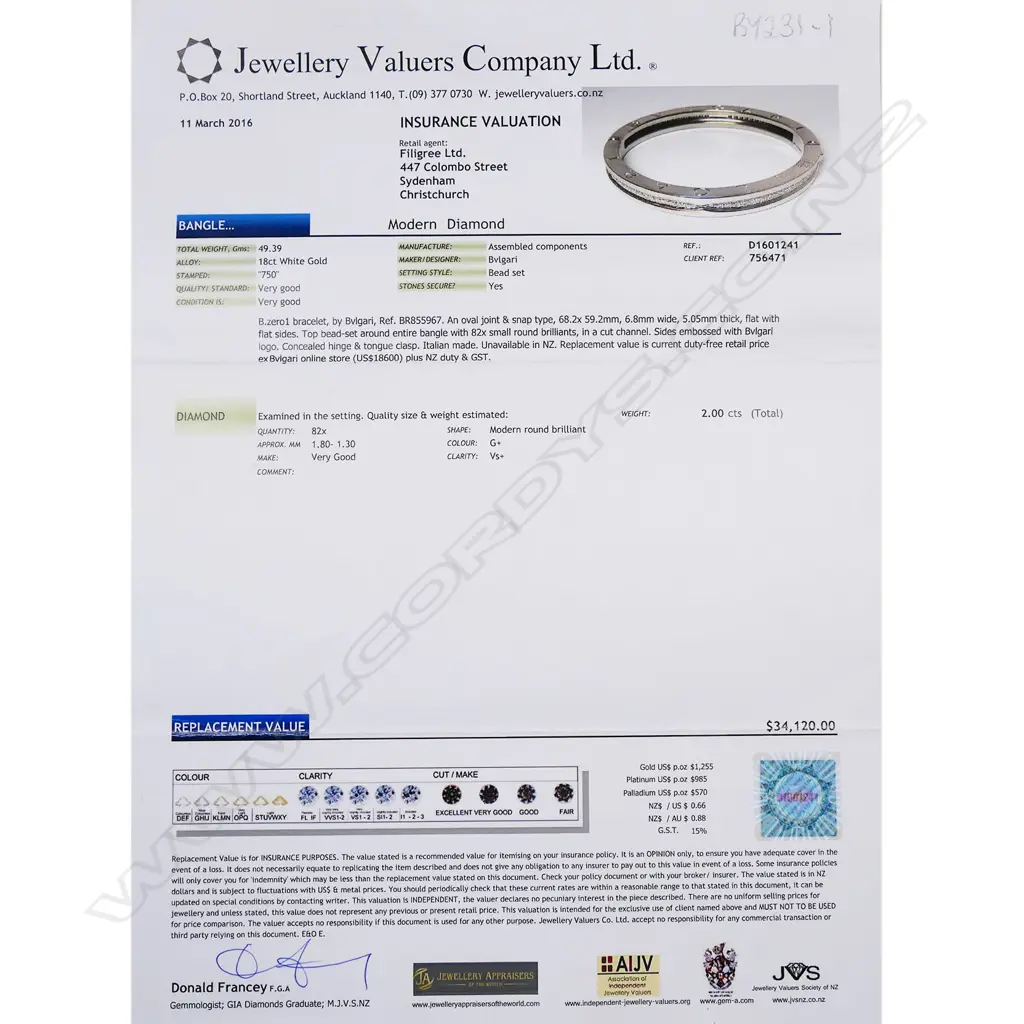 An 18ct white gold and diamond Bvlgari hinged bangle, Image 1++