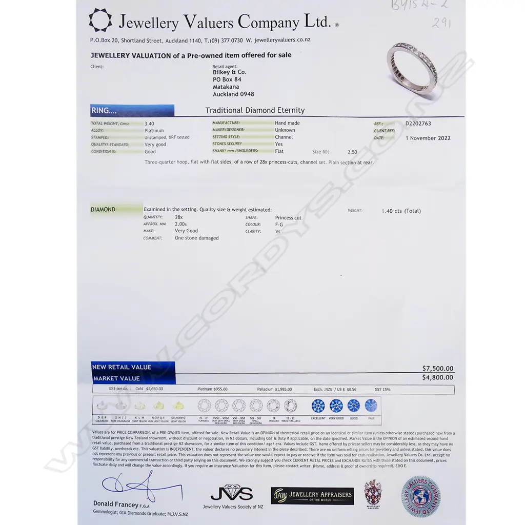 A platinum and diamond set band, Image 1++