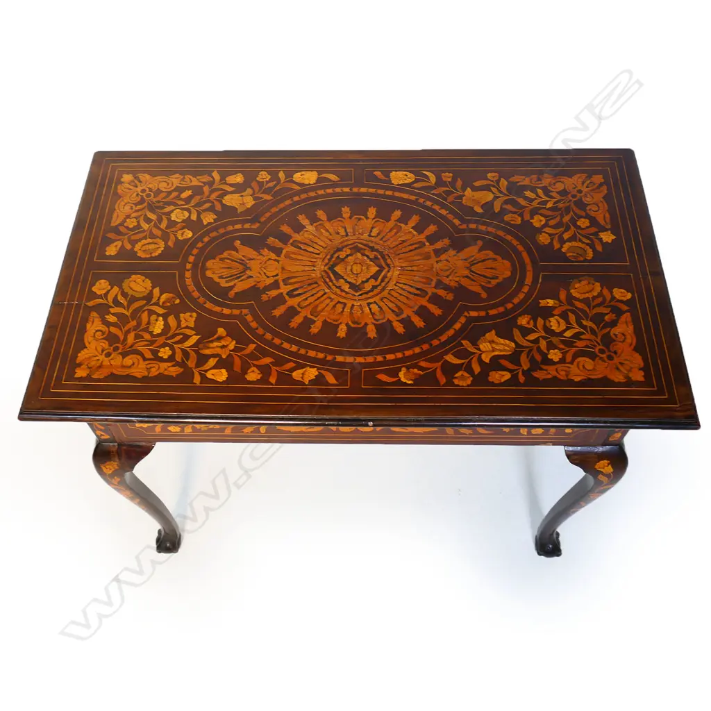 A 19thC Dutch inlaid mahogany and kingwood side table, Image 1++