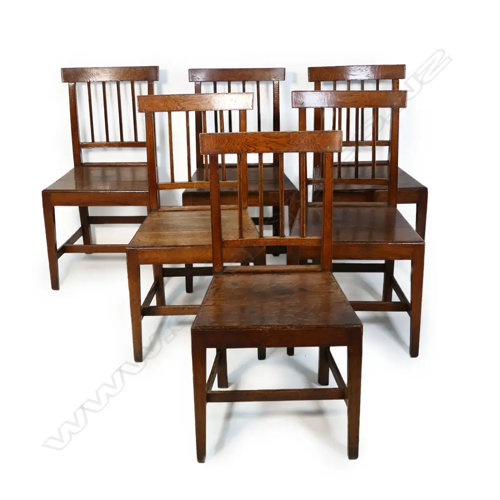 A set of six Georgian elm country chairs, Image 1++