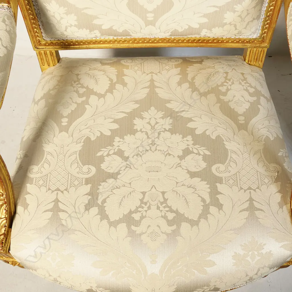 A pair of French Louis XVI style open elbow armchairs, Image 1++