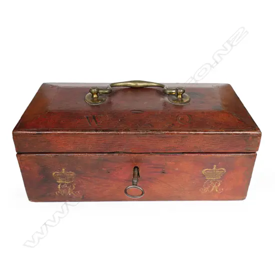 An uncommon Geo.III red Morocco leather bound despatch box,