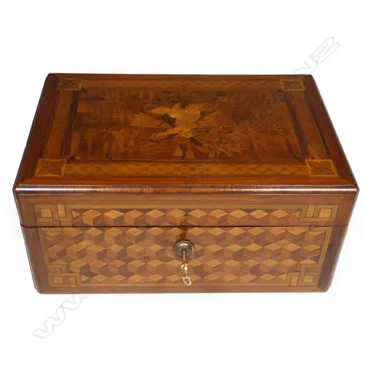 An exceptional Victorian inlaid deeds box,