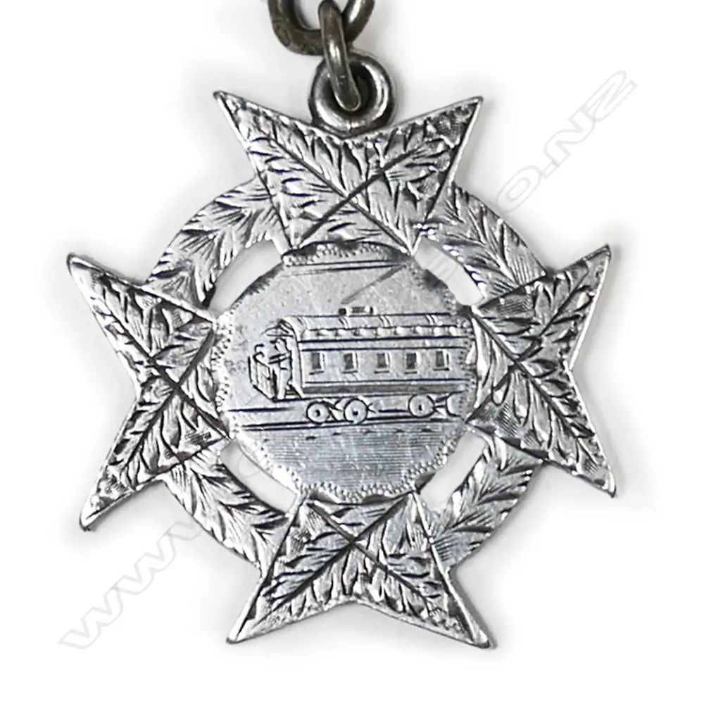 An Auckland New Zealand tramway related heroic silver presentation fob medallion, Image 1++