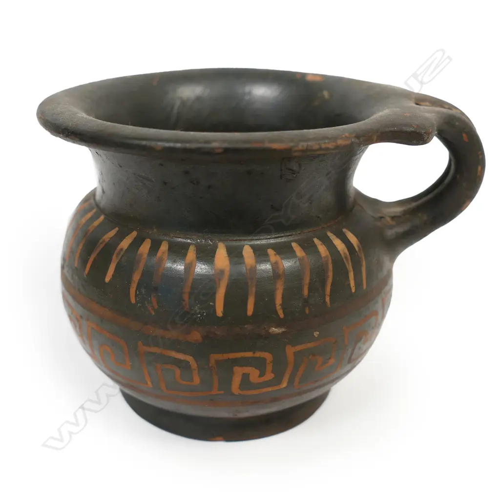 Greek black glazed pottery mug, Image 1++