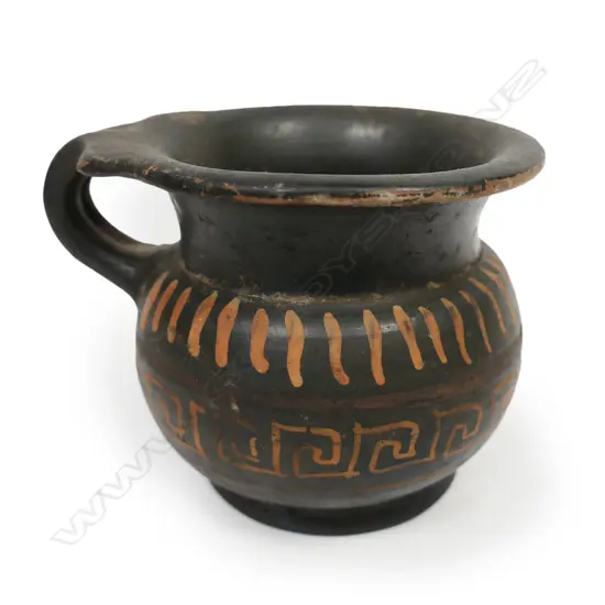 Greek black glazed pottery mug,