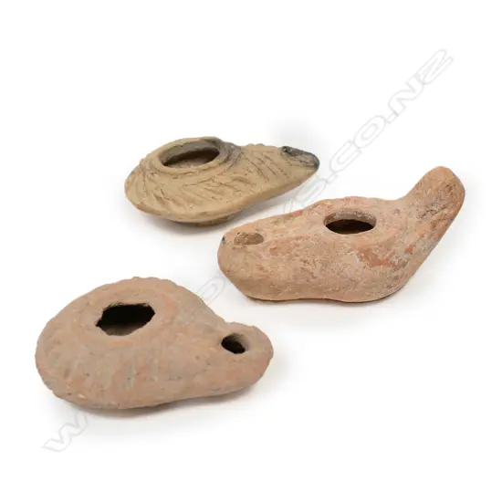 Three pottery lamps from the Holy Land,