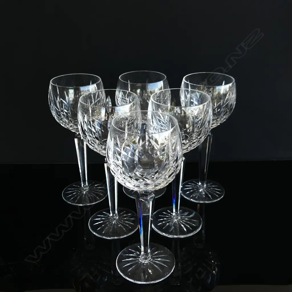 A set of six Waterford crystal wine glasses, Image 1++