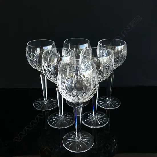 A set of six Waterford crystal wine glasses,
