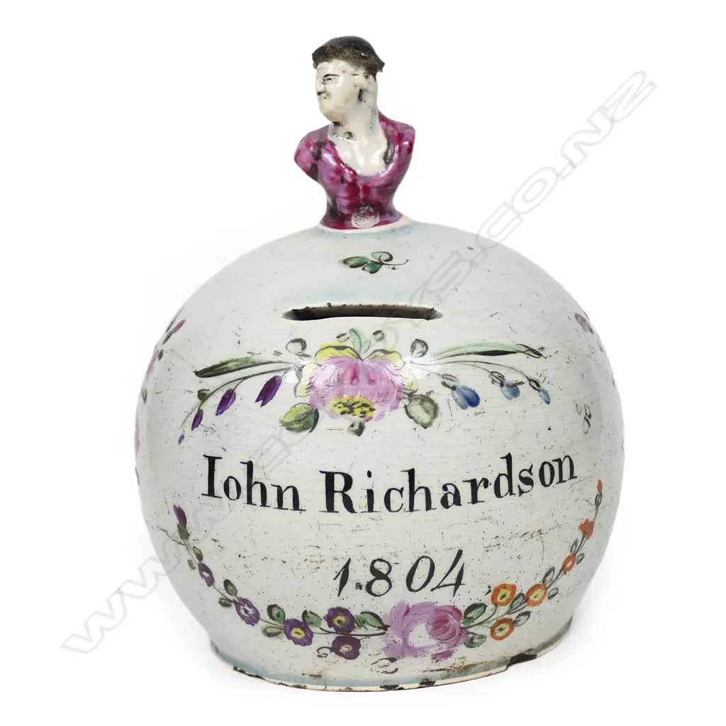 An early 19thC 'John Richardson 1804' Pratware moneybox, Image 1++