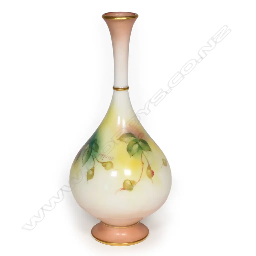 A Royal Worcester roses painted specimen vase, Image 1++