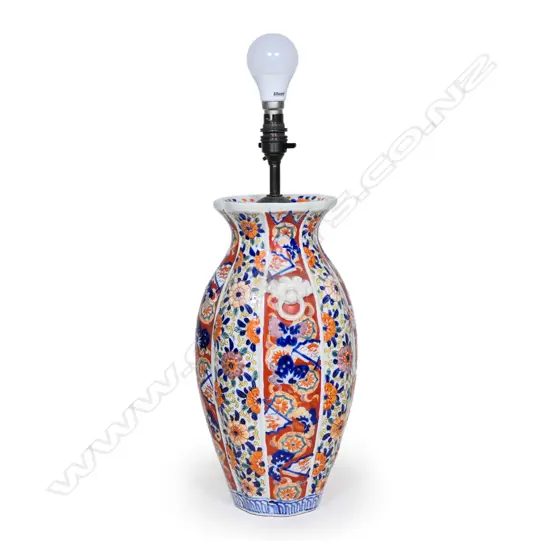 A hand-painted Imari lamp base,