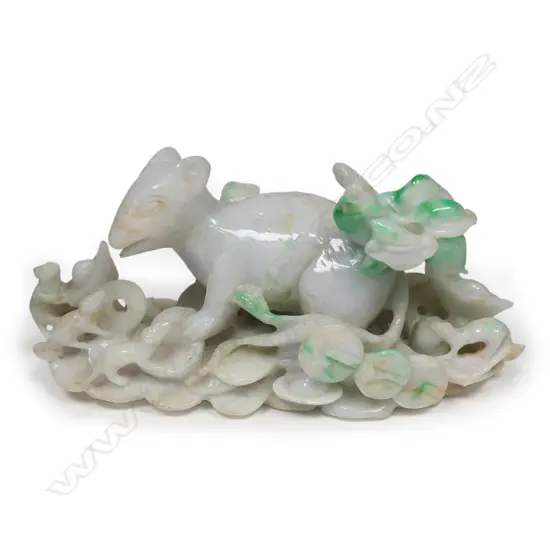 A Chinese pale jade large carving of a rat group,