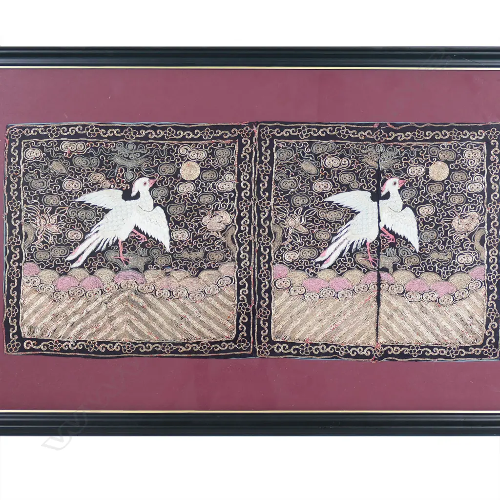 c.1900 Qing fine silk embroidered double panel, Image 1++