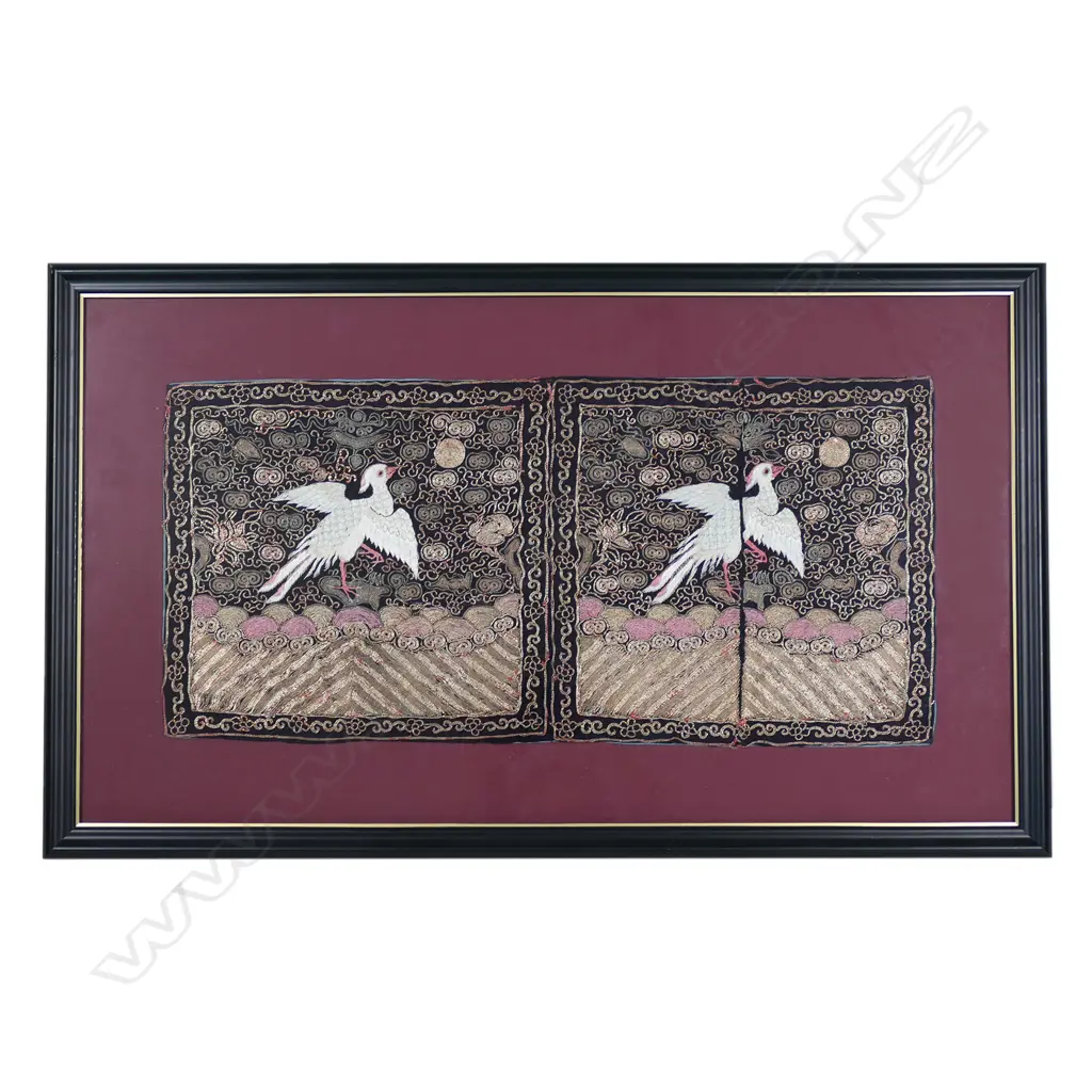 c.1900 Qing fine silk embroidered double panel, Image 1++
