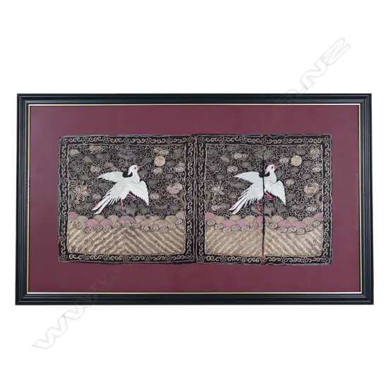 c.1900 Qing fine silk embroidered double panel,