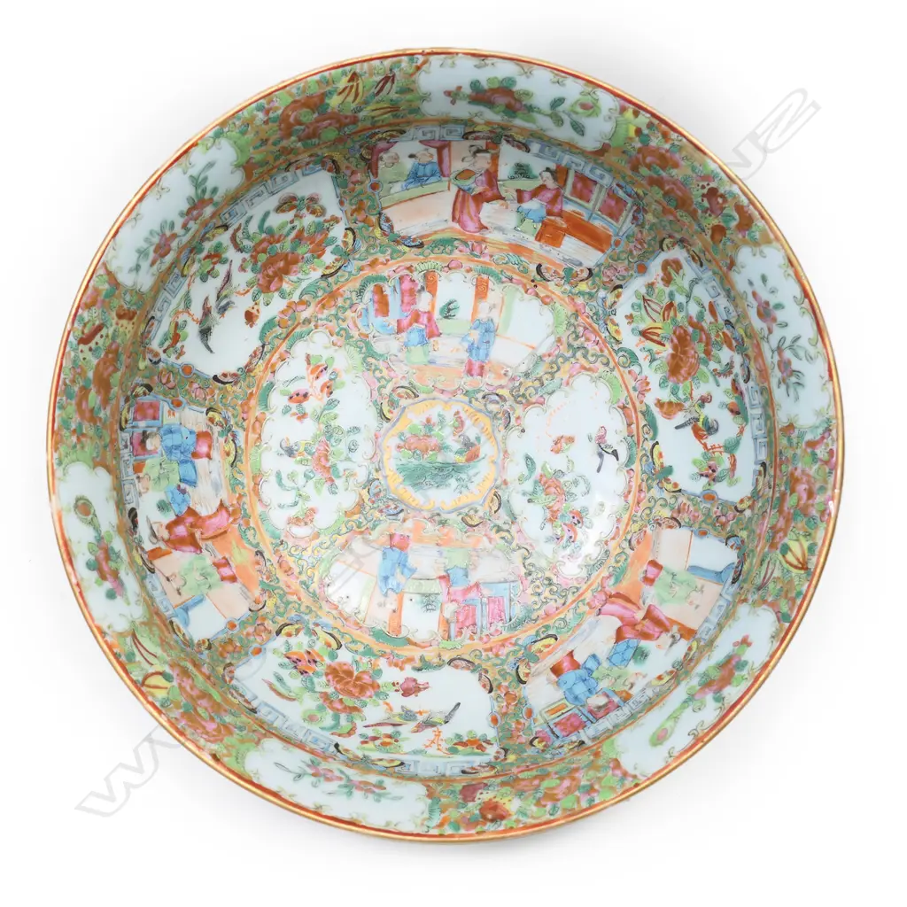 A large 19thC Canton Famille Rose Bowl. Image 1++