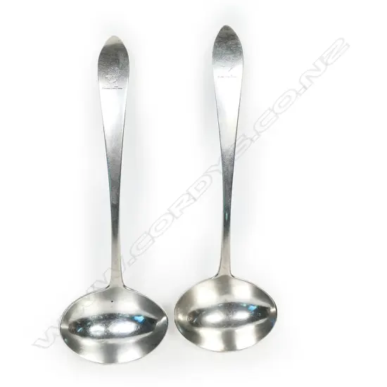 A pair of early Geo.III Irish provincial silver sauce ladles,
