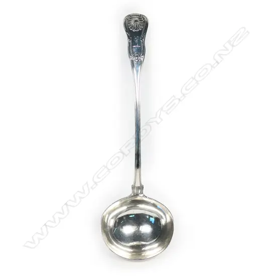 A late George III silver soup ladle,