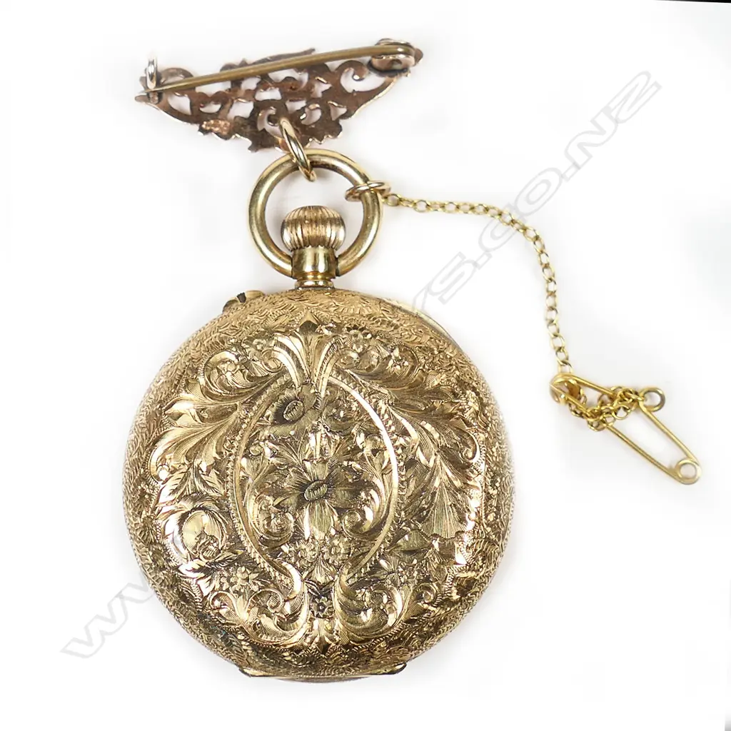 An 18ct gold Baume Geneva ladies full hunter pocket watch, Image 1++