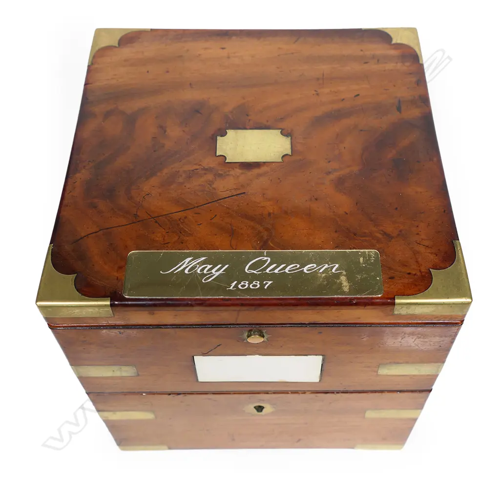 A Victorian John Wood brass and mahogany cased marine chronometer, Image 1++