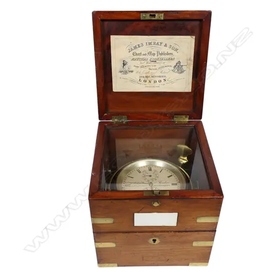 A Victorian John Wood brass and mahogany cased marine chronometer,