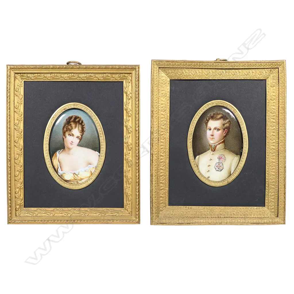 A pair of early/mid 20thC hand painted portrait miniatures of Napoleon and Josephine, Image 1++