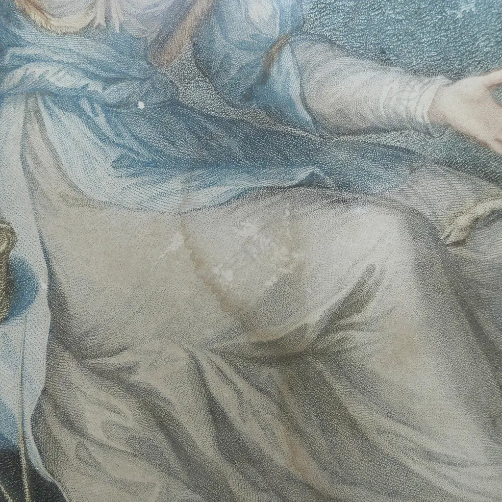 GEORGIAN OVAL FRAMED COLOUR MEZZOTINT.  325 X 250MM Image 1++