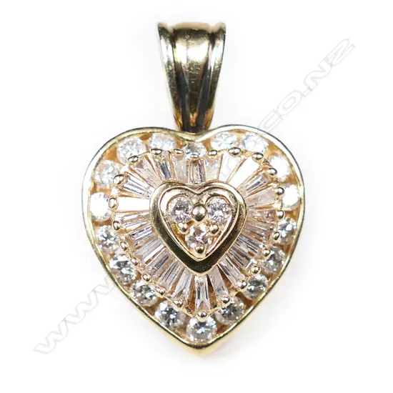 A 14ct gold and diamond heart pendant,