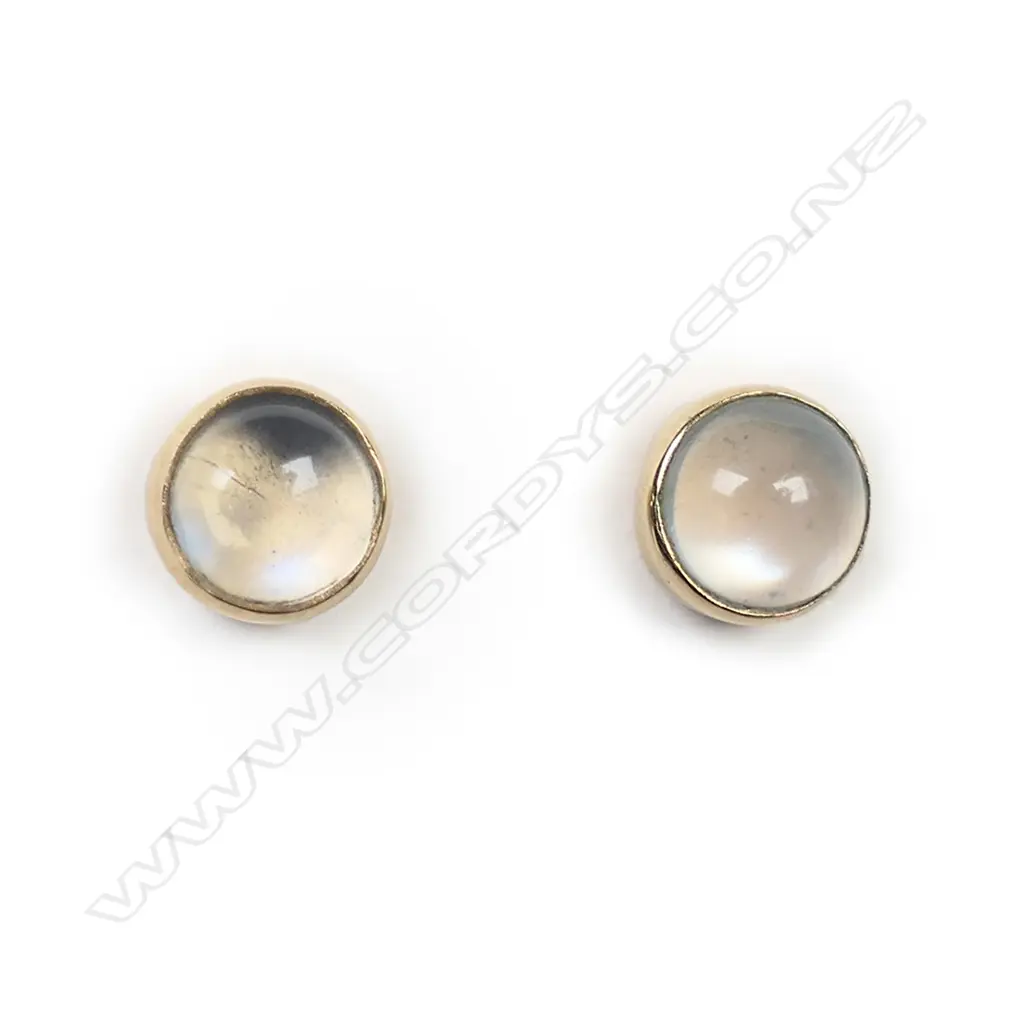 An Edwardian 9ct gold and moonstone necklace and earring set, Image 1++