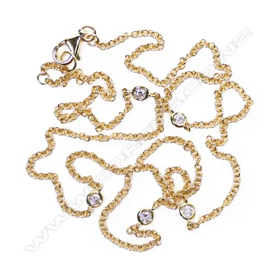 An 18ct yellow gold and diamond necklace,