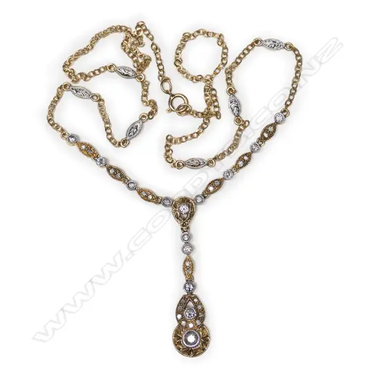 A 14ct gold and diamond necklace,