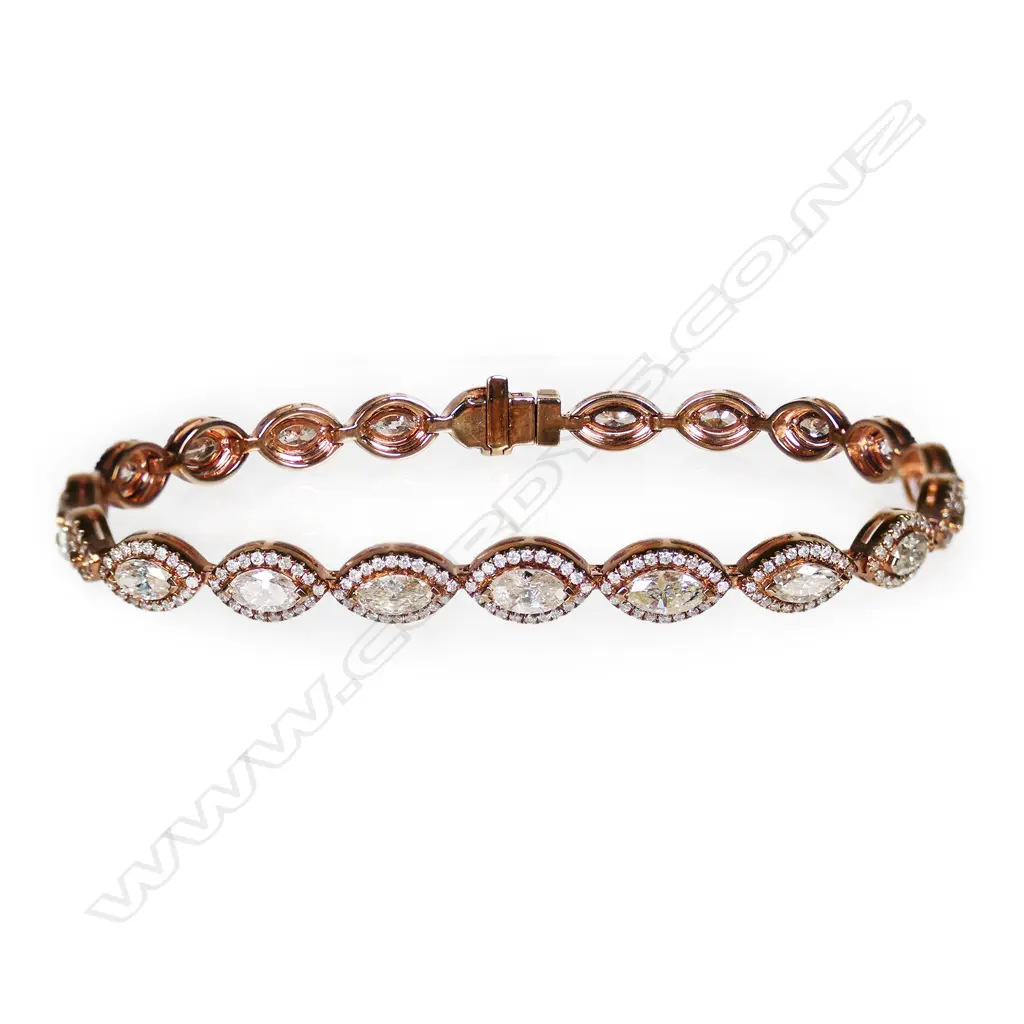 A 14ct rose gold and yellow diamond halo tennis bracelet, Image 1++