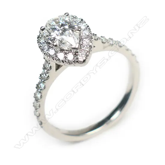 A platinum and diamond ring,