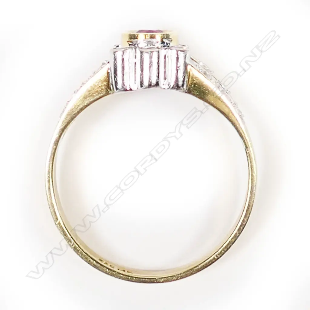 A 14ct gold ruby and diamond ring, Image 1++