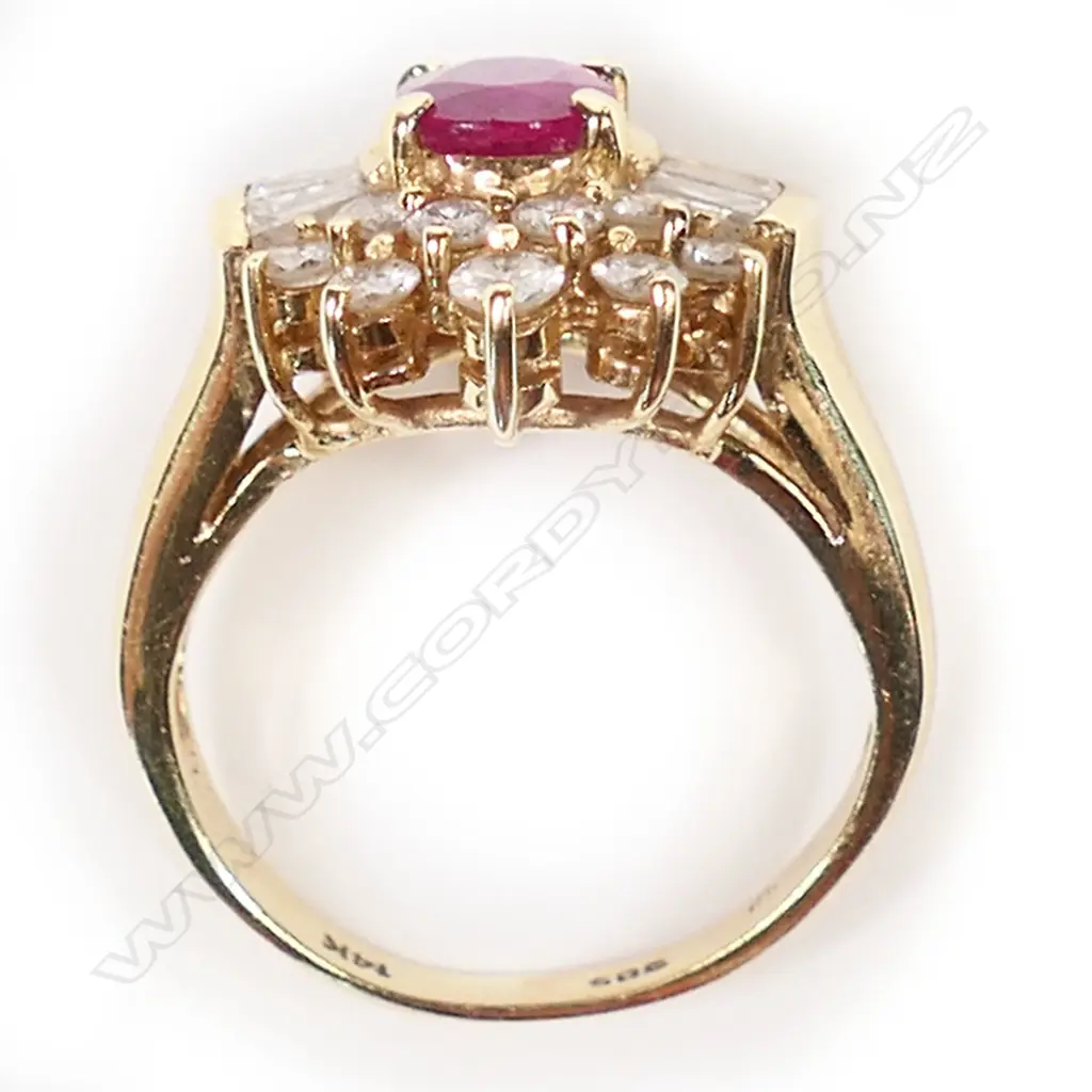 A 14ct gold ruby and diamond ring, Image 1++