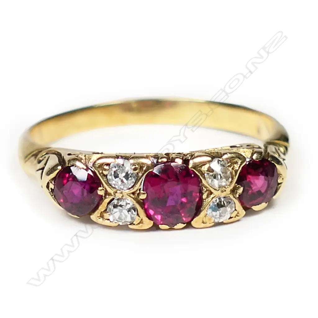 An estate 15ct ruby and diamond ring, Image 1++